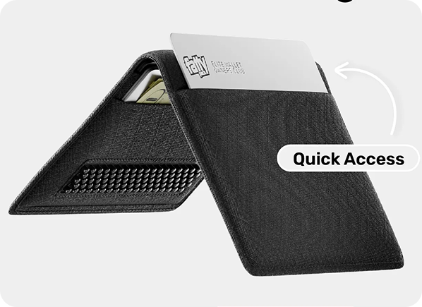 FattyPack wallet with a card pulled out for quick access
